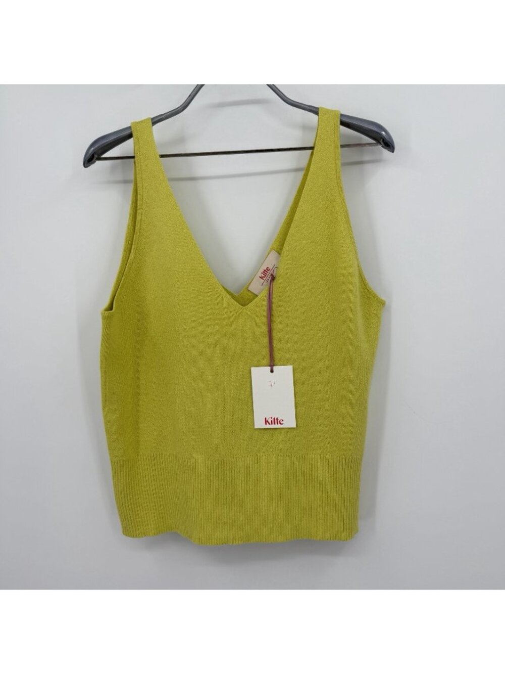 Kilte Collection Rei Tank in Lemon-Lime Cotton-Cashmere size 3/L-XL V-Neck Top
